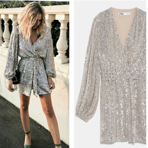 zara gold wrap dress